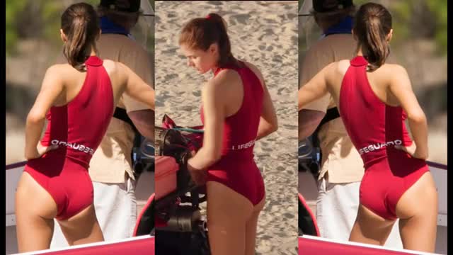 Alexandra Daddario - Baywatch - split-screen, mini-loop edit of backstory in red