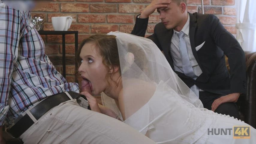 Blowjob Bride Cuckold Deepthroat Wedding clip