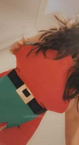 brunette busty christmas elf tits clip