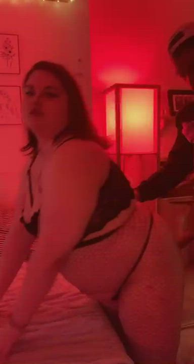 White Teen Cheating with black cock bent over taking him all night