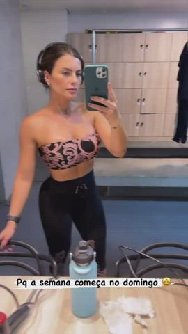 blonde body boobs brazilian celebrity goddess leggings tank top tease tiktok clip