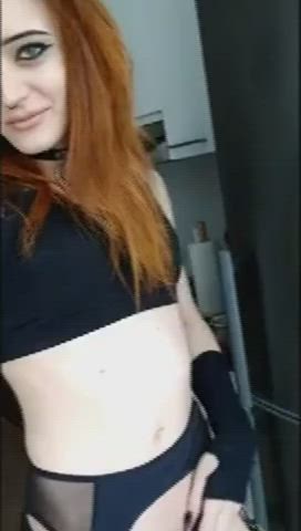 girl dick lingerie masturbating redhead slow motion t-girl tease trans clip
