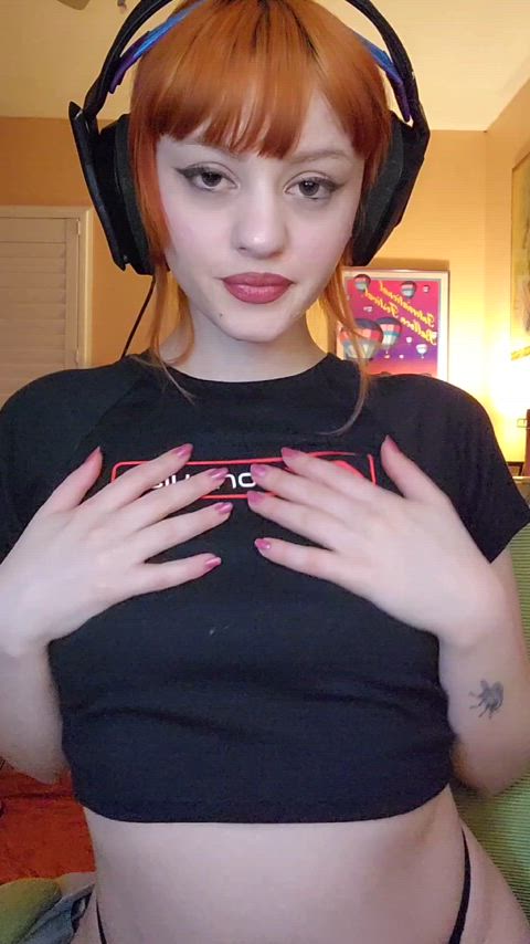 boobs cute egirl gamer girl natural tits onlyfans petite redhead tits white girl