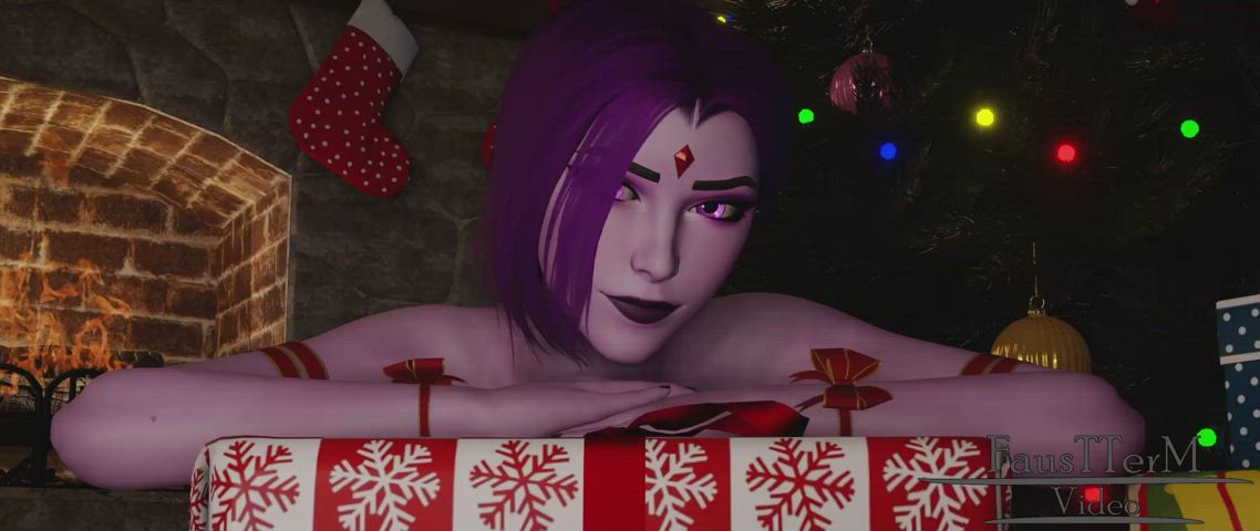 Teen Titans Raven Gives Her Surprise On Christmas 3D Hentai