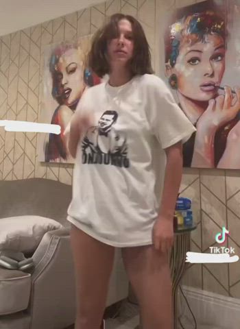 Millie Bobby Brown dancing in her panties and tee shirt