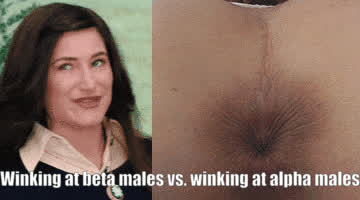 Winking at beta males vs. winking at alpha males