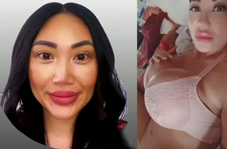 asian babecock face fuck face slapping facial fake boobs fake tits split screen porn