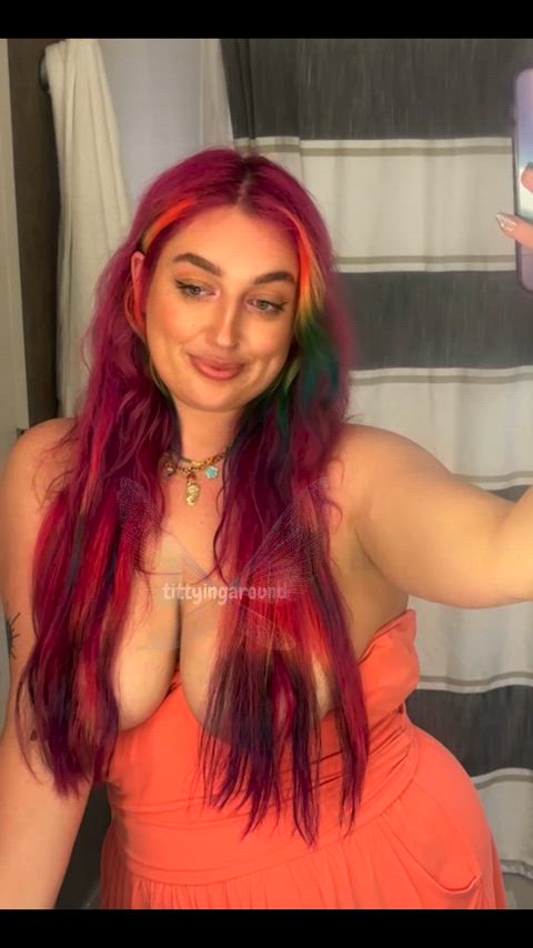 cute milf natural tits solo tits pink hair thick-bbw-babes clip