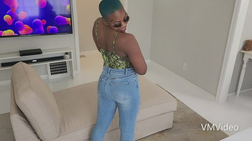 Hot Ebony Girl With Shaved Head- Her First Video
