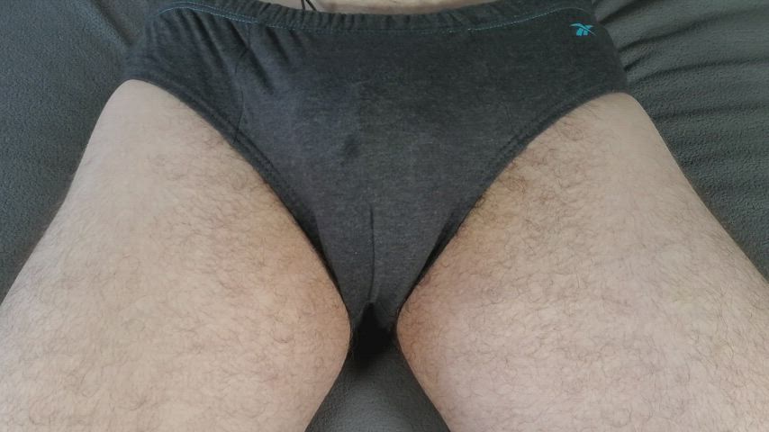 Precum Leaking Through His Underwear While His Cock Gets Vibed