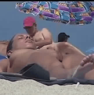 Beach Caught Eye Contact Hairy Pussy Natural Tits Nude clip
