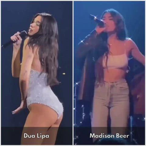 Would you rather have Dua Lipa bouncing on your dick and creampie her or fuck Madison