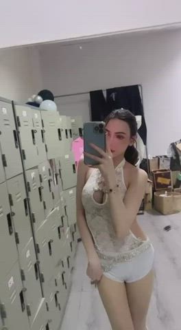 asian dressing room selfie clip