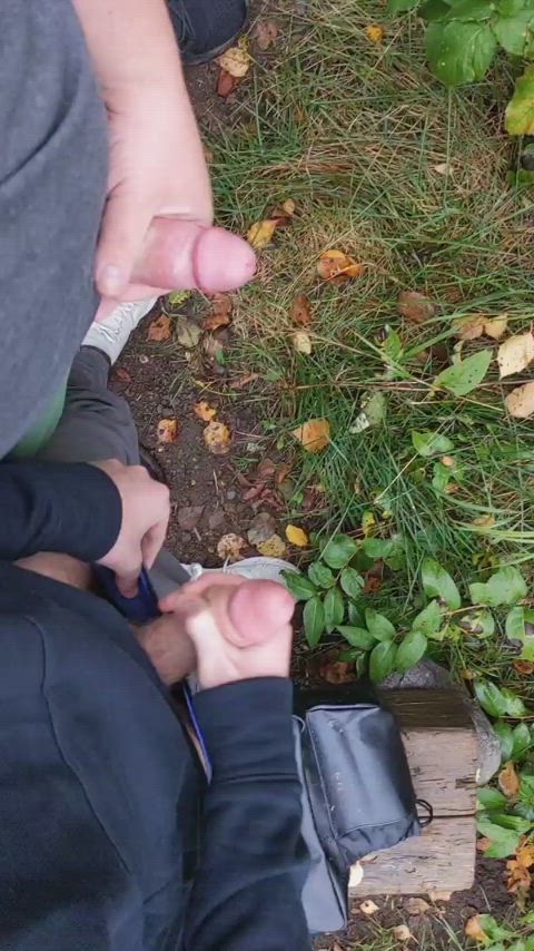 cumshot mutual masturbation outdoor clip