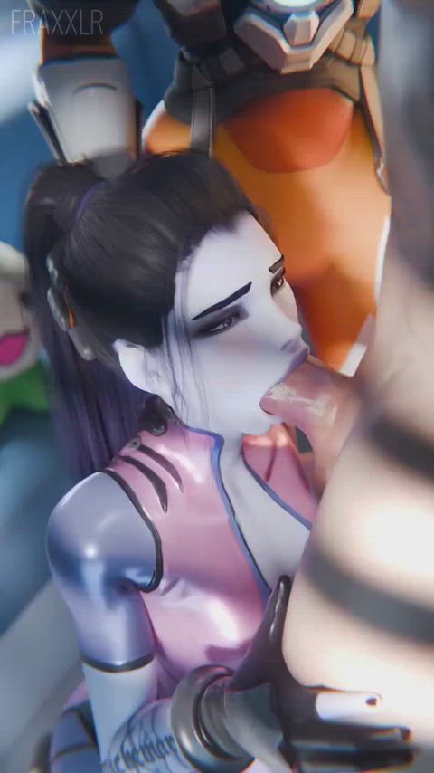 3d animation blowjob cleavage deepthroat overwatch rule34 clip