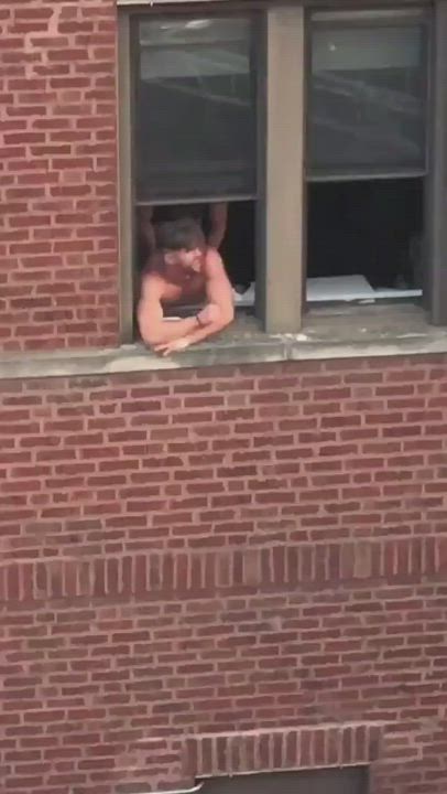 Ryan getting fucked in an open window