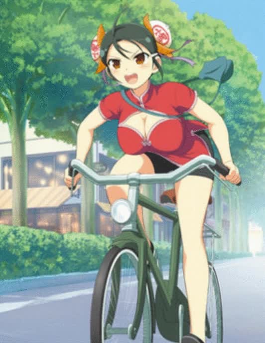 Senran Kagura Meimei crashes bike