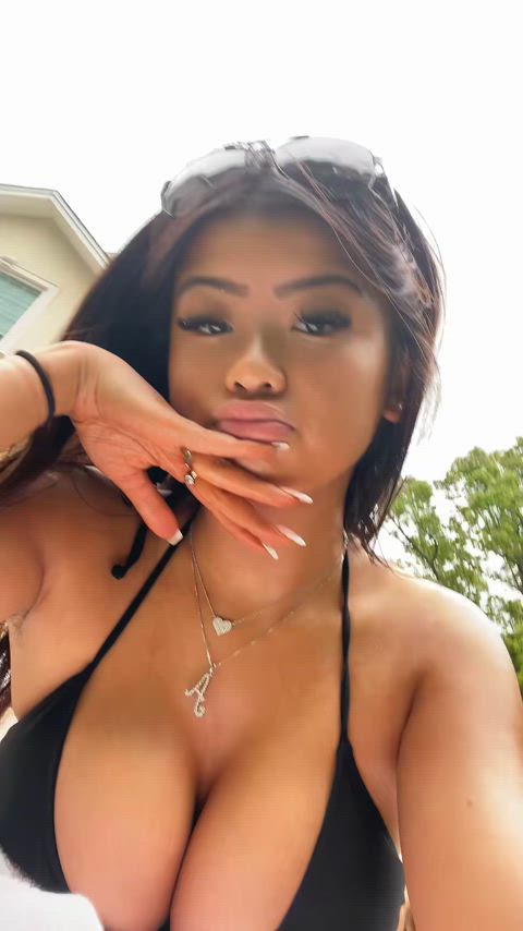 asian big tits bikini brunette cleavage non-nude tiktok tits tik-tok clip