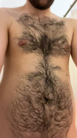 bear big dick chubby cock fat cock hairy hairy chest hairy cock masturbating shower