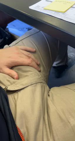 Rubbing my bulge at work