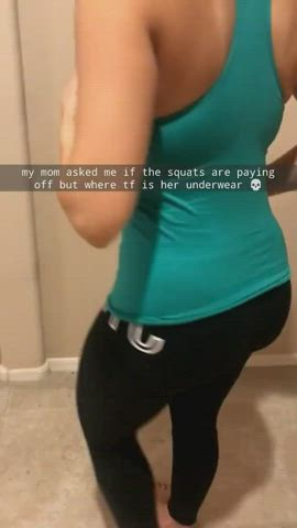ass caption flashing milf mature mom son taboo yoga pants clip