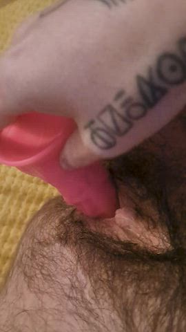 chubby dildo ftm hairy pussy hole masturbating trans trans man wet pussy clip