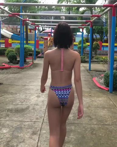 My first time wearing a bikini in a pool!