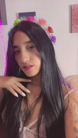 camgirl cute latina lingerie long hair sensual small tits tattoo teen webcam clip