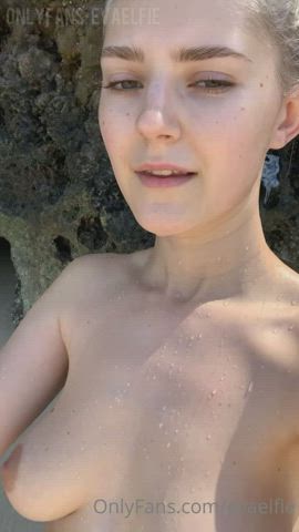 Wet pussy on the beach
