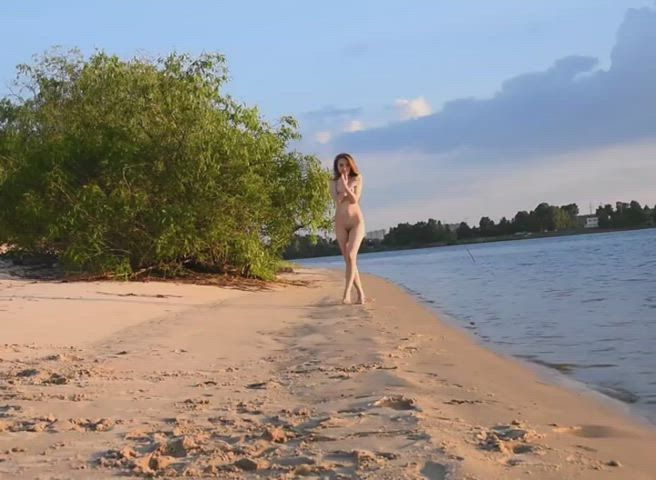 beach beautiful cute naked natural tits nude nudity outdoor pornstar solo clip