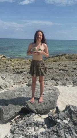 ass australian beach bikini brunette legs spreading undressing clip