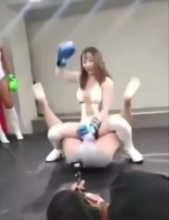 Asian girl punches man’s balls as a punishment.