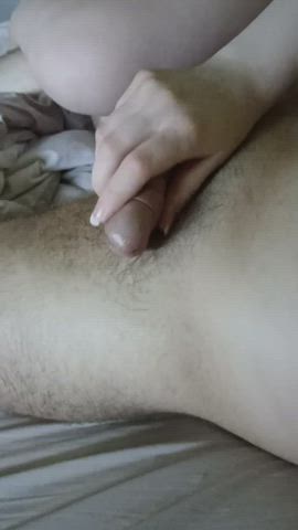 I love playing with his morning wood when he just wake up