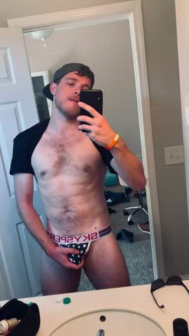 Let’s thank my sexy bf for giving me his sweet smelling jockstrap to show off