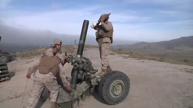 US Marines Shooting With the Fantastic French 120mm M327 Mortar