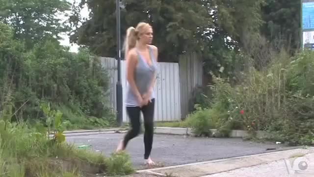 Busty Blonde Chick Pees