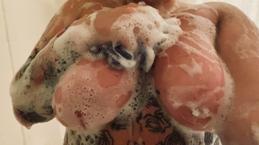 soapy shower drop?? who wants to join and suck my nipples after? (oc)