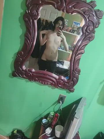 femboy hourglass lightskinned mirror pale sissy skinny clip