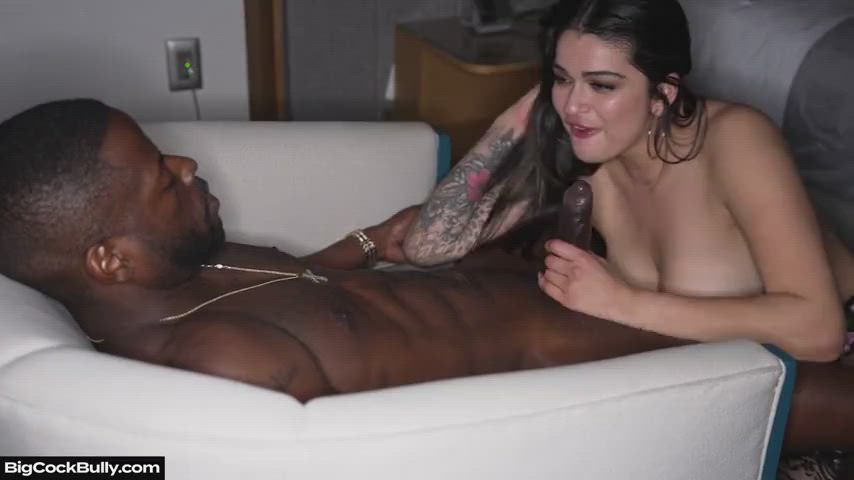 BBC Cock Worship Deepthroat Handjob Interracial Latina MILF Saliva Sloppy clip