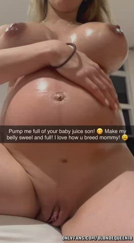 Pumping mommys belly full of cum and breeding her like a good son