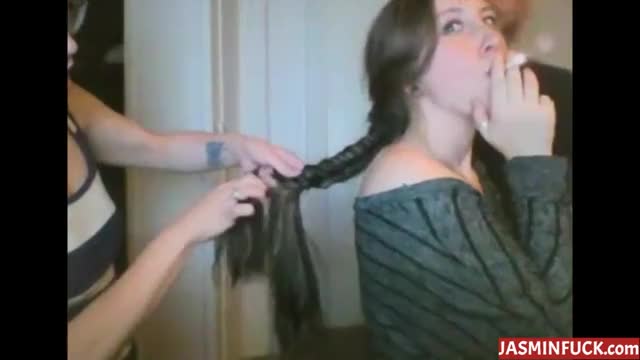 2 Girls Long Hair Braiding and Tits Flashing-More Videos on Jasminfuck.com