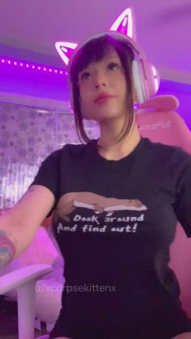 Asian Big Tits Gamer Girl Nerd Porn GIF