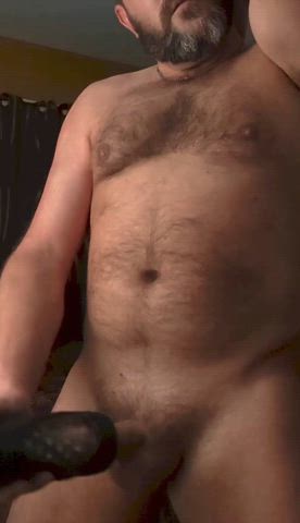 amateur daddy hairy chest male masturbation masturbating sex toy clip