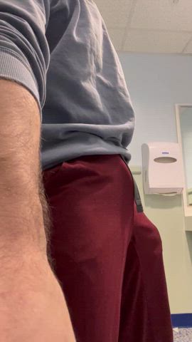 Help me get out of my scrub pants at work ;)