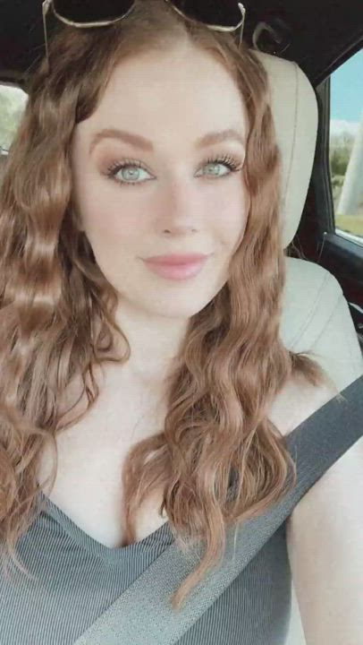 Car Cleavage Redhead clip