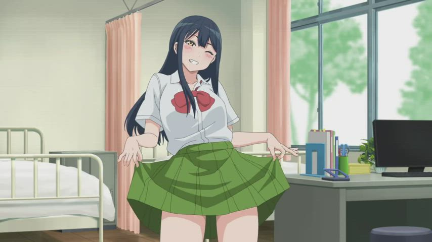 animation anime ecchi schoolgirl skirt teasing clip