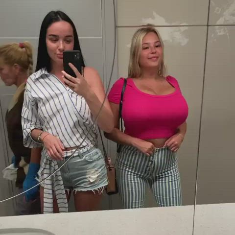 two girls one with huge tiddies