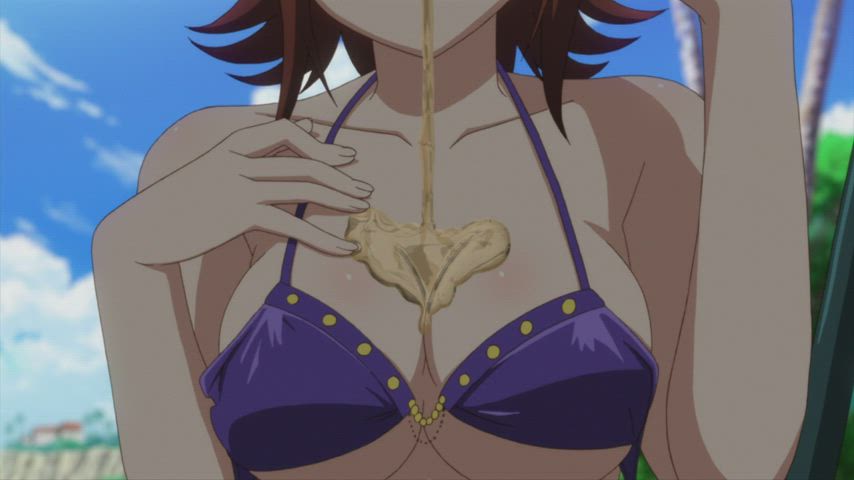 anime bikini boobs ecchi oil oiled swimsuit clip