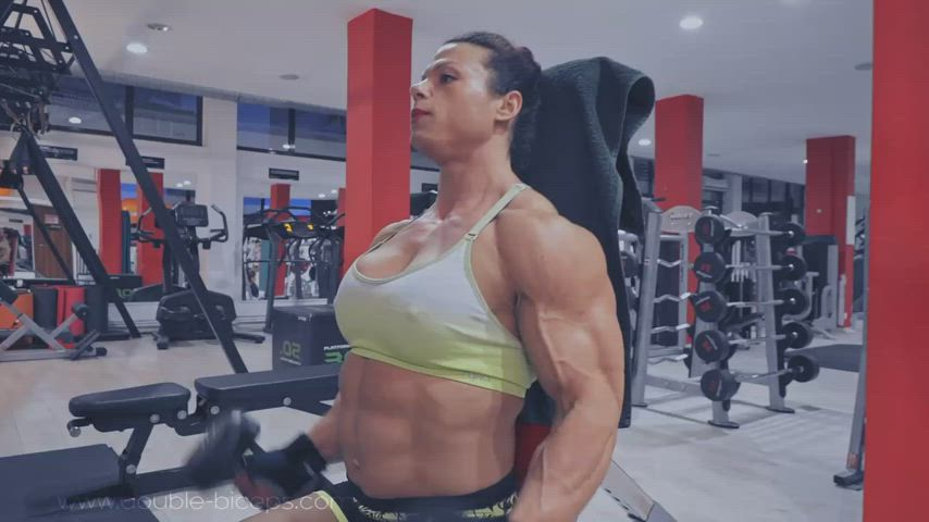 babe bodybuilder female fitness goddess gym muscular girl romanian workout clip