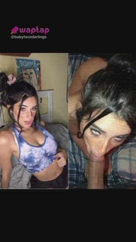 babe blowjob freckles split screen porn tiktok clip